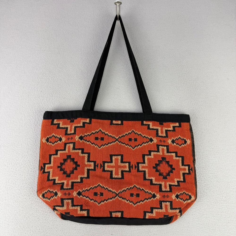 El Paso Saddleblanket Co Southwest Tote Bag Orange Aztec Tribal Boho  Woven